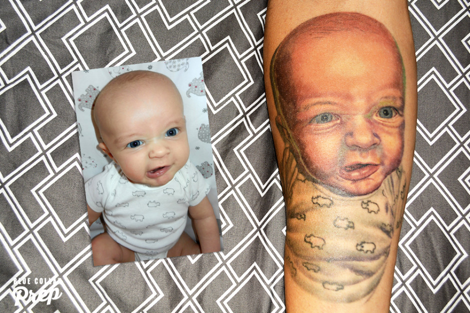 Color Baby Portrait Tattoo
